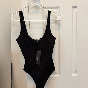 Lulu's Sleek Black  Bodysuit